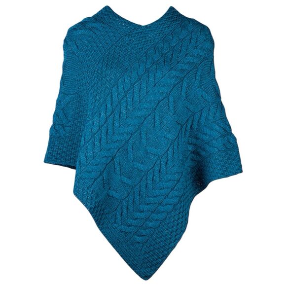Standun Aran Mills Poncho OS Sweater Merino Wool Fisherman Cable Knit Ireland - Picture 1 of 6